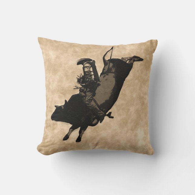 Bull Riding Hero- Rodeo Event  Throw Pillow (Front)