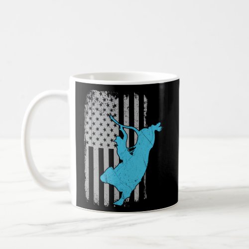 Bull Riding Rodeo American Flag Coffee Mug