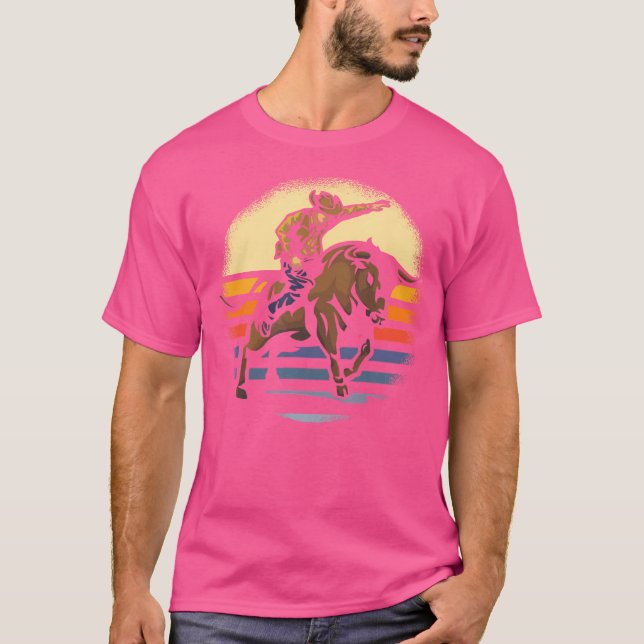 Bull Riding Rodeo Rider Cowboy Western T-Shirt (Front)