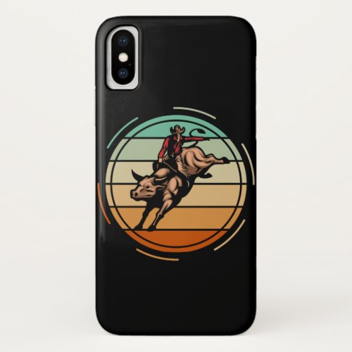 Bull Riding Rodeo Rider Cowboy Western Vintage iPhone X Case