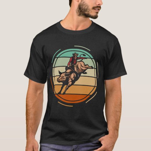 Bull Riding Rodeo Rider Cowboy Western Vintage T_Shirt