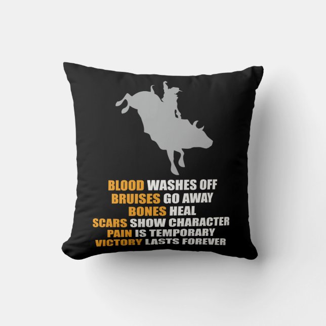Bull Riding Rodeo Texas Ranch Rider Cowboy Throw Pillow (Front)