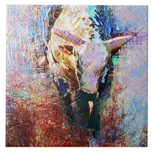 Bull Riding Rodeo Western Art Ceramic Tile