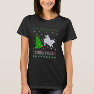 Bull Riding Xmas Tree Lighting Ugly Christmas Swea T-Shirt