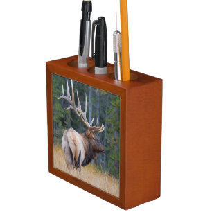 Bull Rocky Mountain Elk Desk Organizer