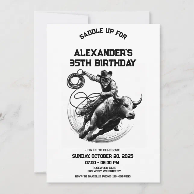 Bull Rider Invitation Bull Rodeo Birthday Invitation, Cowboy Birthday Invitation | Zazzle