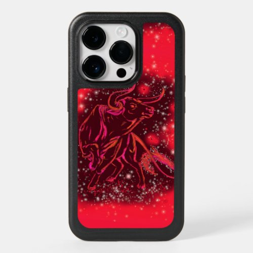 Bull Running At Starry Night Red OtterBox iPhone 14 Pro Case