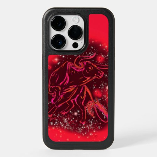 Bull Running At Starry Night Red OtterBox iPhone 14 Pro Case