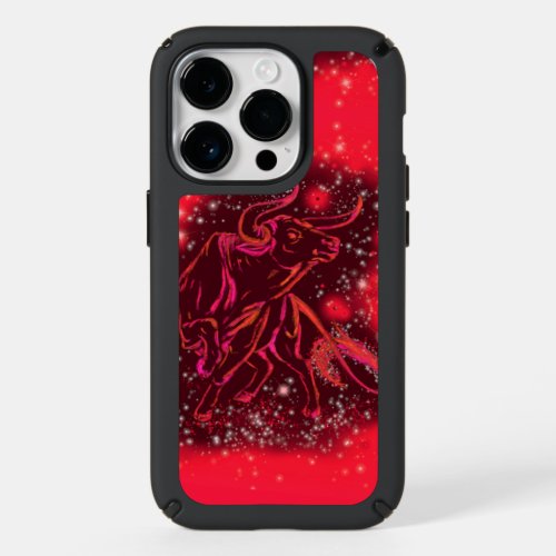 Bull Running At Starry Night Red Speck iPhone 14 Pro Case