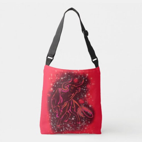 Bull Running Red Crossbody Bag Starry Night