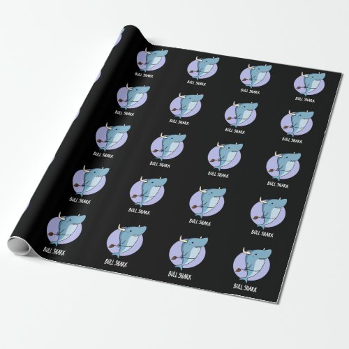 Bull Shark Funny Animal Shark Pun Dark BG Wrapping Paper