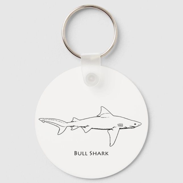 Bull Shark (line art) Keychain (Front)
