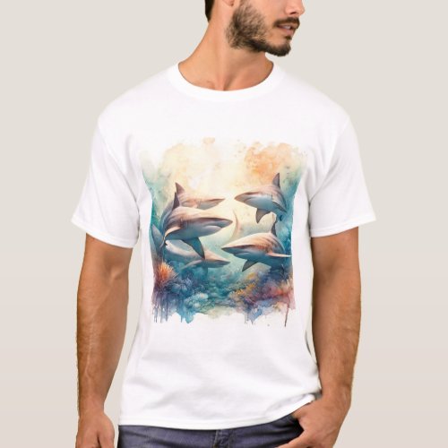 Bull Sharks12 280524AREF122 _ Watercolor T_Shirt