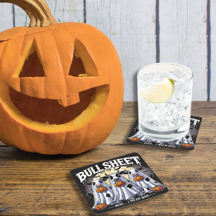 Bull Sheet / Bulls Funny Halloween Square Paper Coaster