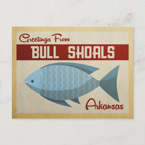 Bull Shoals Blue Fish Vintage Travel Postcard
