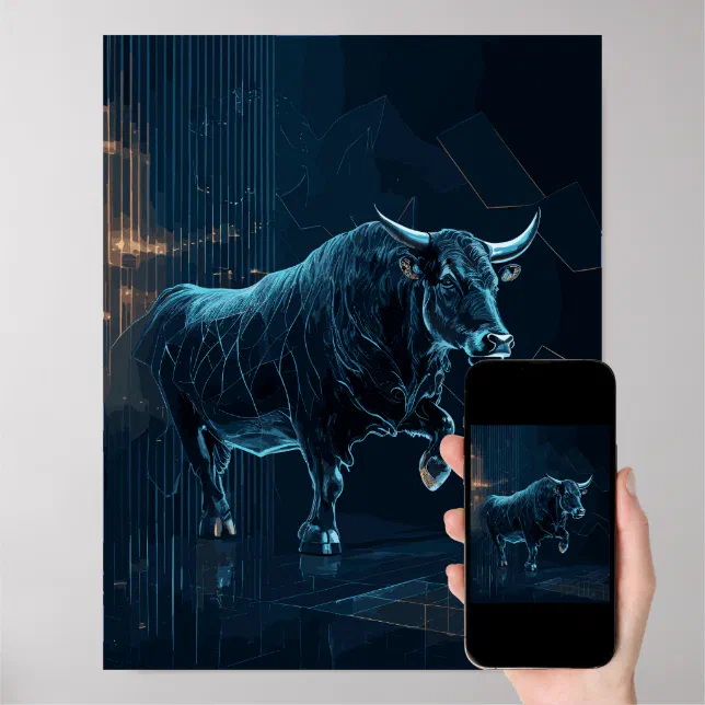 Bull Silhouette Stock Market Gift Office Wall Deco Poster (Downloadable)