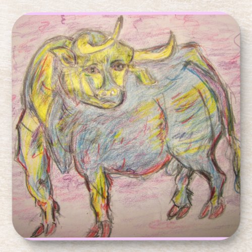 Bull Sketch Beverage Coaster