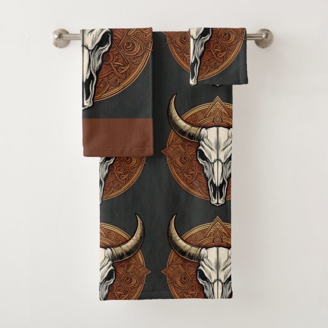 Bull Skull Bath Towel Set (Insitu)