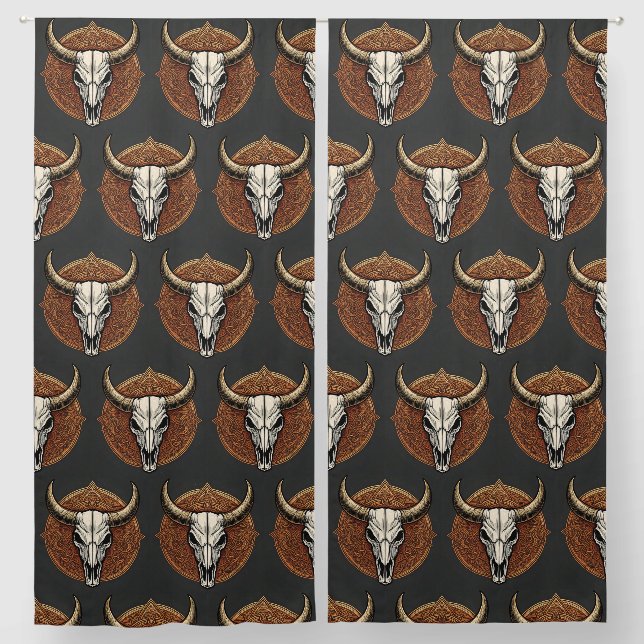 Bull Skull Blackout Curtains (Pair)