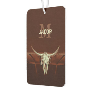 Bull Skull Brown Country Rustic Western Monogram Air Freshener