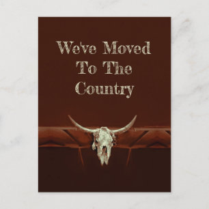 Bull Skull Brown Country Western Style Moving Postcard