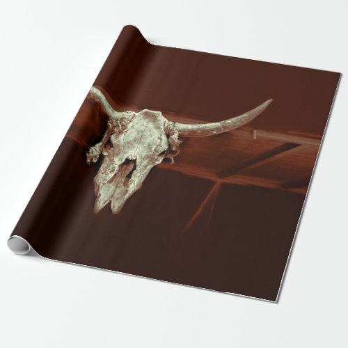 Bull Skull Brown Rustic Country Farm Western Wrapping Paper