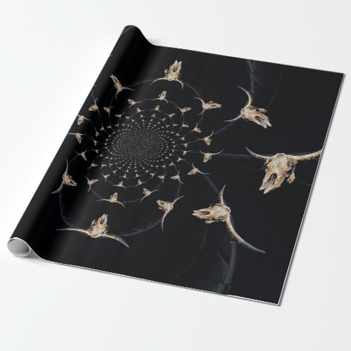 Bull Skull Cowboy Abstract Brown Country Vintage Wrapping Paper