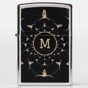 Bull Skull Cowboy Brown Monogram Country Vintage Zippo Lighter