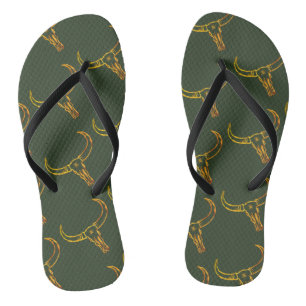 Bull Skull Gold  Flip Flops