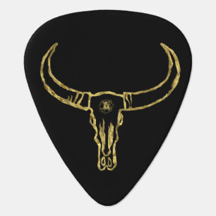 Bull Skull Gold Guitar Pick