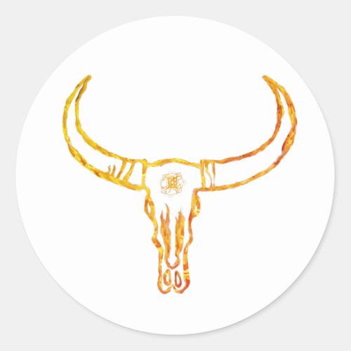 Bull Skull Gold Sticker