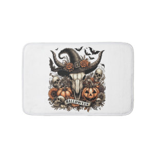 Bull Skull Halloween Cow Bath Mat
