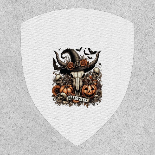 Bull Skull Halloween Cow Patch (Front)