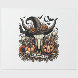 Bull Skull Halloween Cow Wrapping Paper