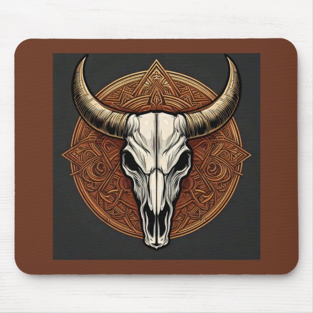 Bull Skull Mouse Pad (Front)