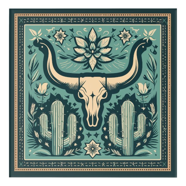 Bull Skull Oasis Acrylic Print (Front)