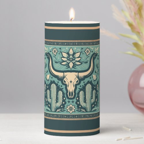 Bull Skull Oasis Pillar Candle