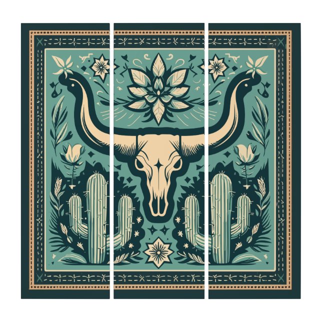 Bull Skull Oasis Triptych (Front)