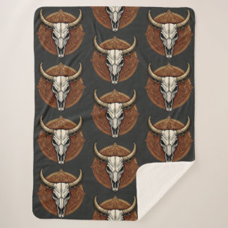 Bull Skull Sherpa Blanket