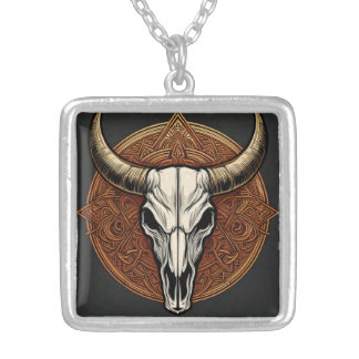 Bull Skull Silver Plated Necklace