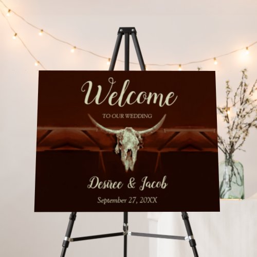 Bull Skull Wedding Brown Rustic Country Western Foam Board