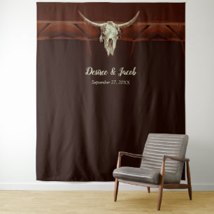 Bull Skull Wedding Western Rustic Brown Backdrop