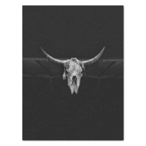Bull Skull Western Black And White Rustic Country Tissue Paper