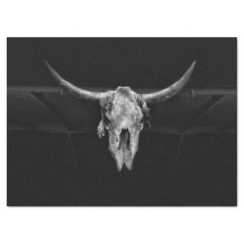 Bull Skull Western Black And White Rustic Country Tissue Paper