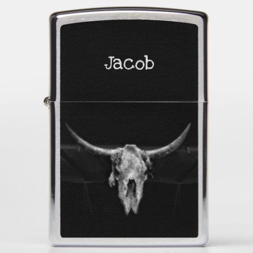 Bull Skull Western Black And White Rustic Country Zippo Lighter