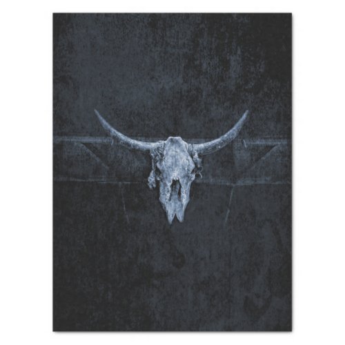 Bull Skull Western Country Black And White Rustic Tissue Paper