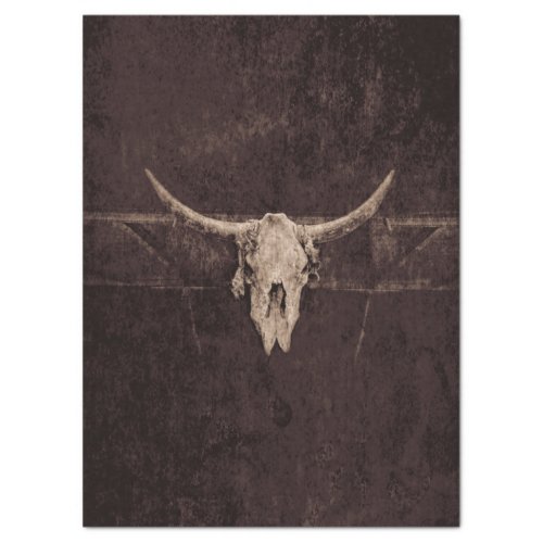 Bull Skull Western Country Brown Beige Old Rustic Tissue Paper