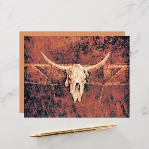 Bull Skull Western Country Brown Black Rustic Art