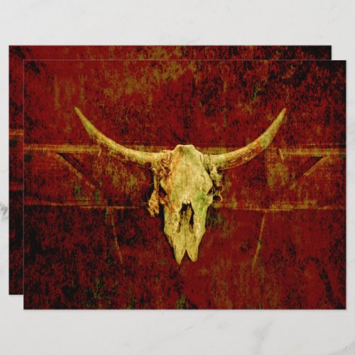 Bull Skull Western Country Brown Rustic Grunge Art
