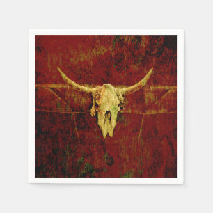 Bull Skull Western Country Brown Rustic Grunge Art Napkins